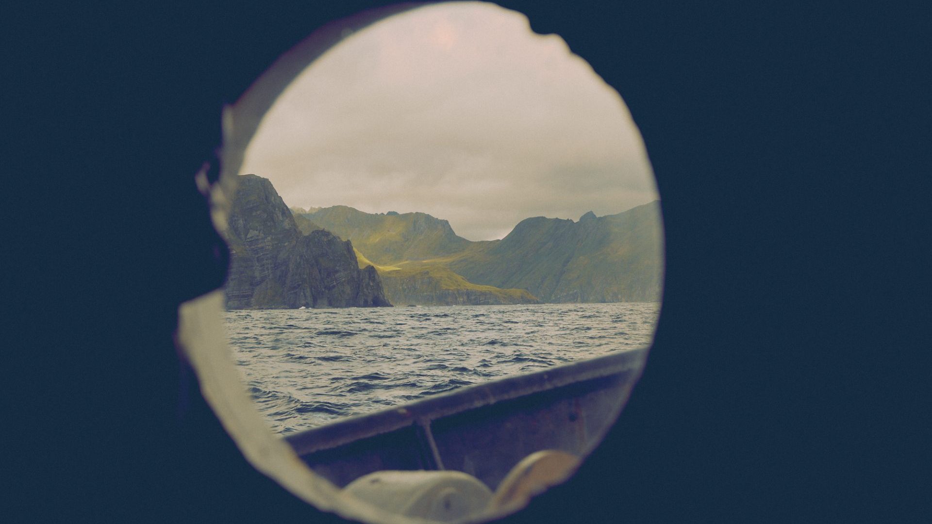 View to island from boat window