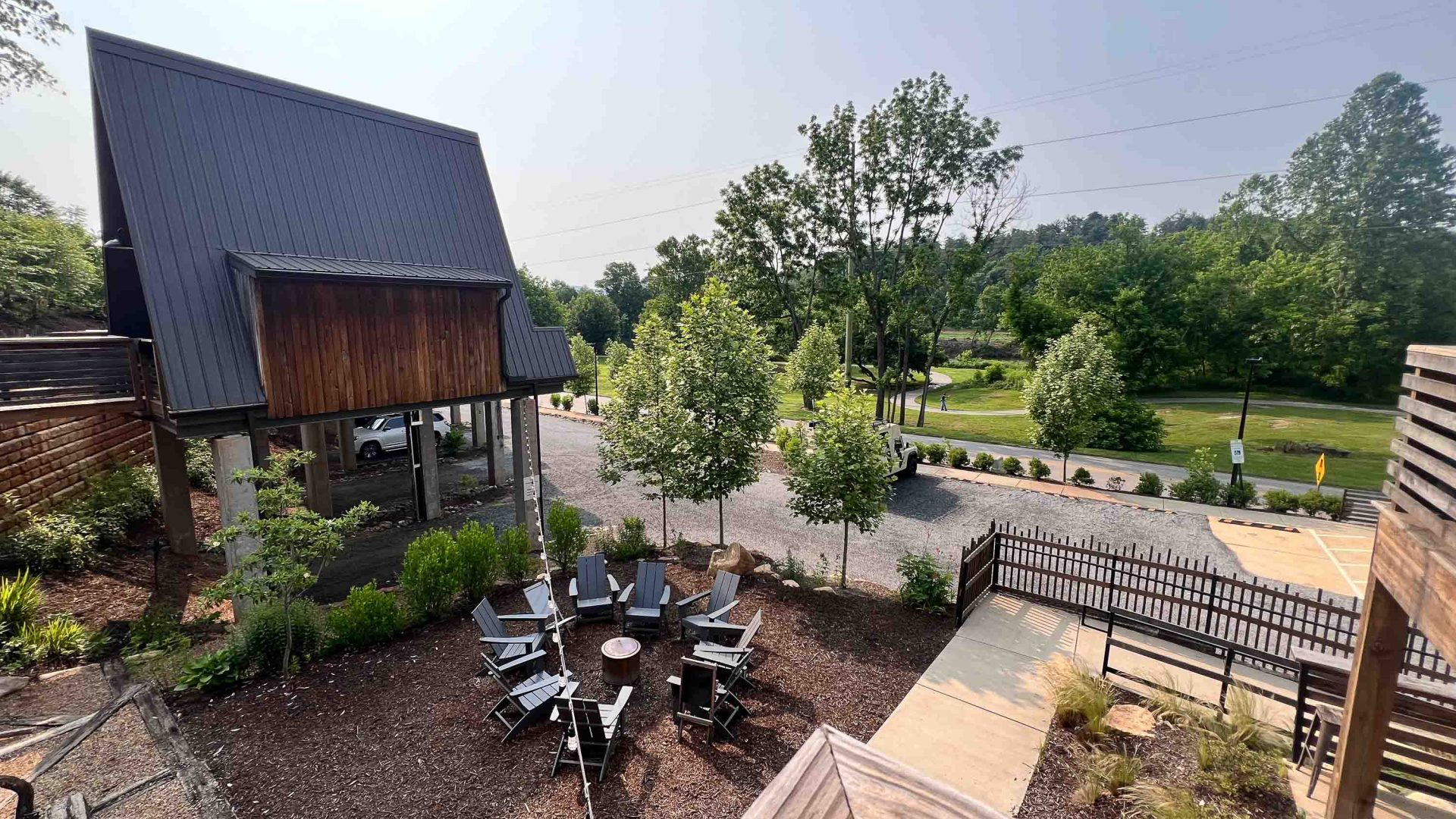 A fully restored seating area by the river