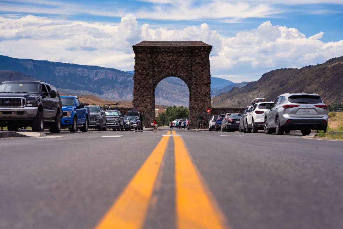 Roosevelt Arch at the northern entrance of Yellowstone National Park