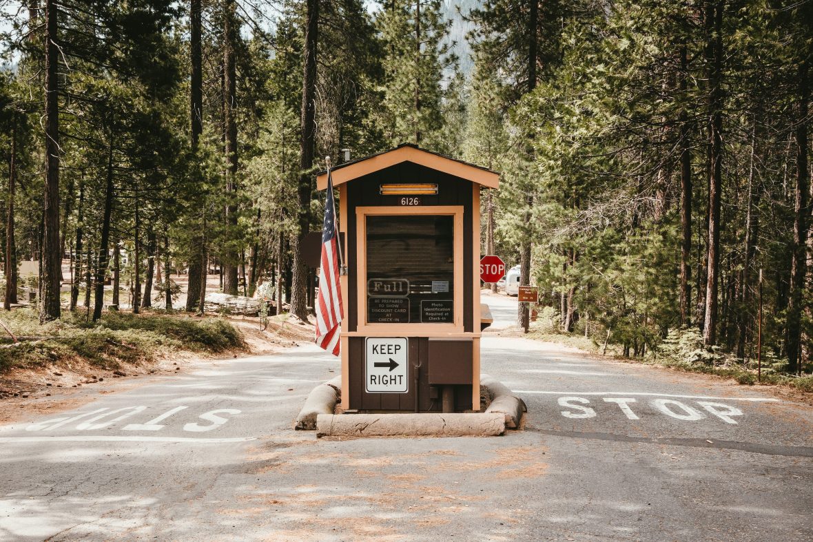 a campground entry booth at Yosemite National Park